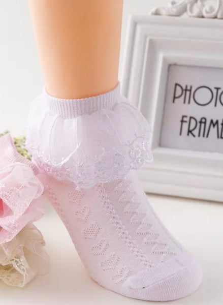 Girls Frilly Lace Party Socks