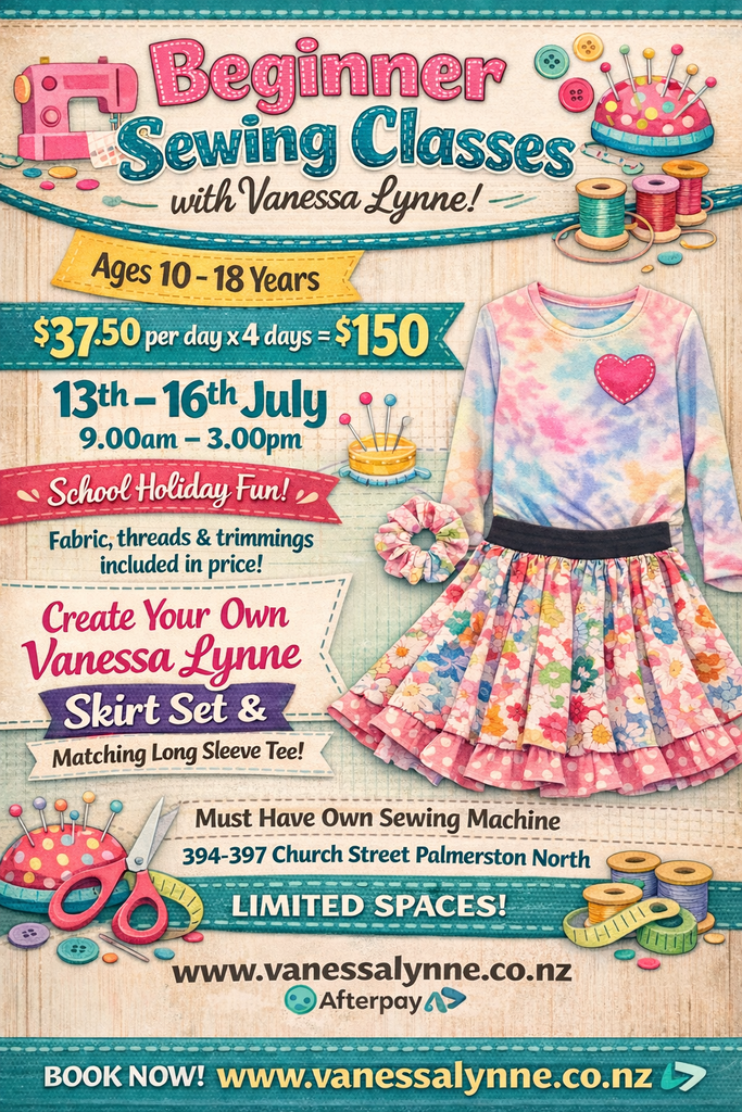 BEGINNER SEWING CLASSES WITH VANESSA LYNNE (PALMERSTON NORTH ONLY)
