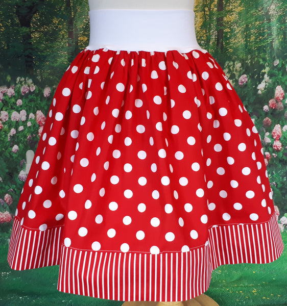 Girls red and white polka-dot skirt