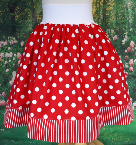 Girls red and white polka-dot skirt