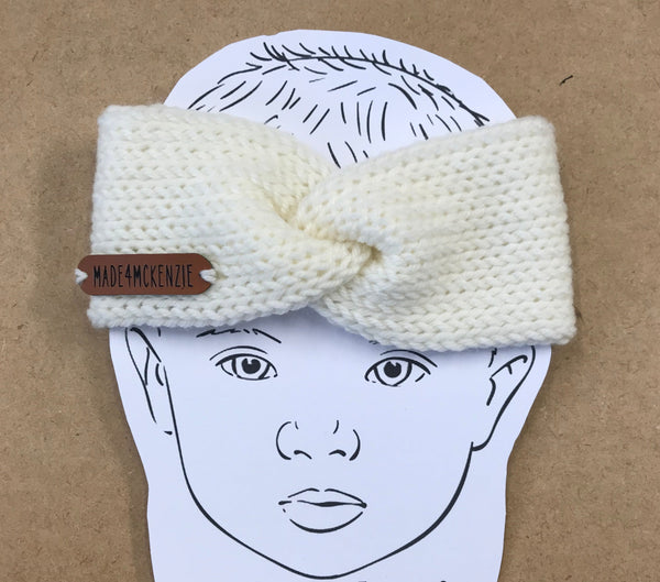 Cream Merino Knit Ear Warmer